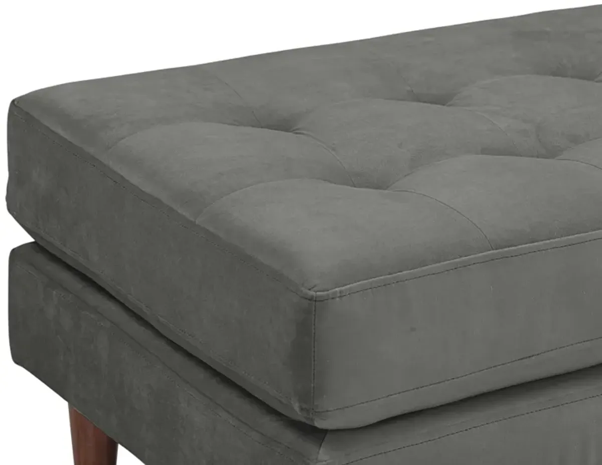 Cave Ash Gray Velvet Ottoman