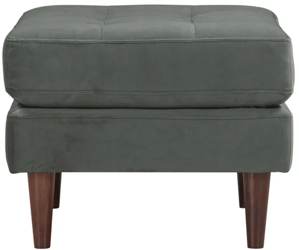 Cave Ash Gray Velvet Ottoman