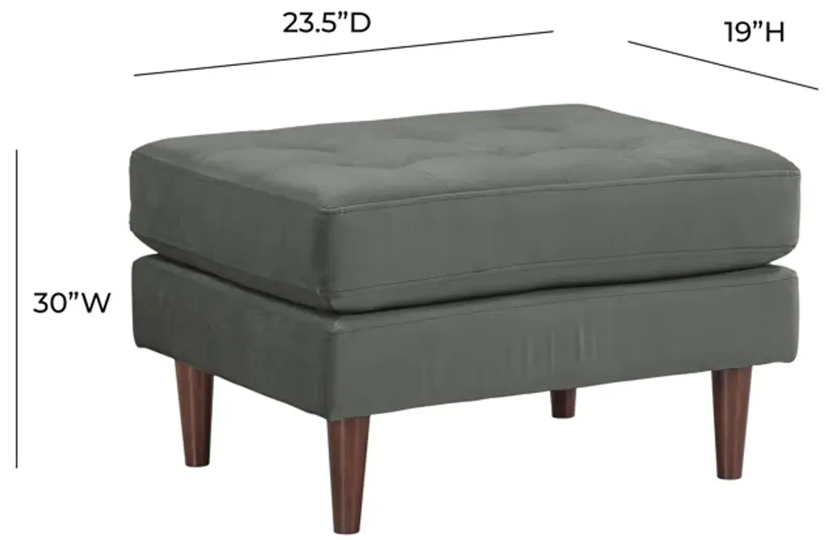 Cave Ash Gray Velvet Ottoman