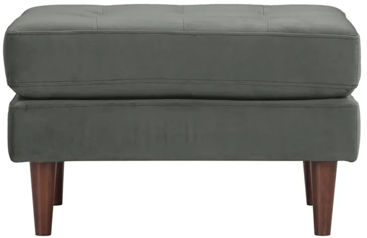 Cave Ash Gray Velvet Ottoman