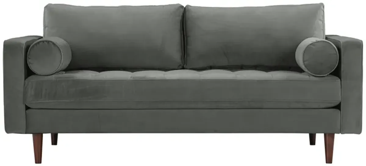 Cave Ash Gray Velvet Loveseat