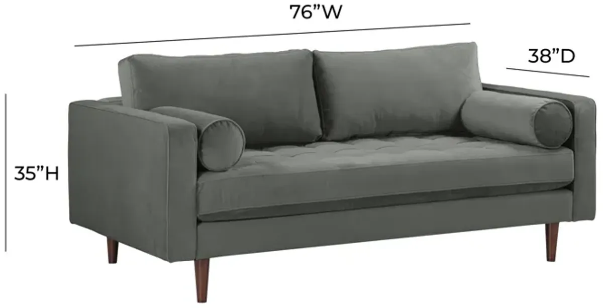 Cave Ash Gray Velvet Loveseat