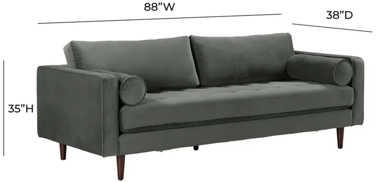 Cave Ash Gray Velvet Sofa