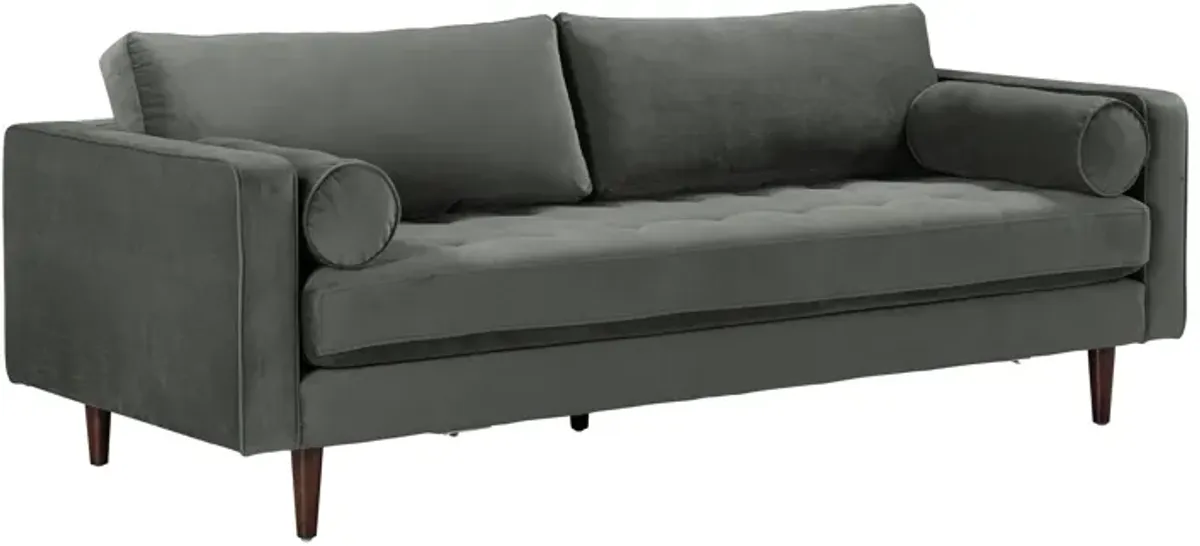 Cave Ash Gray Velvet Sofa