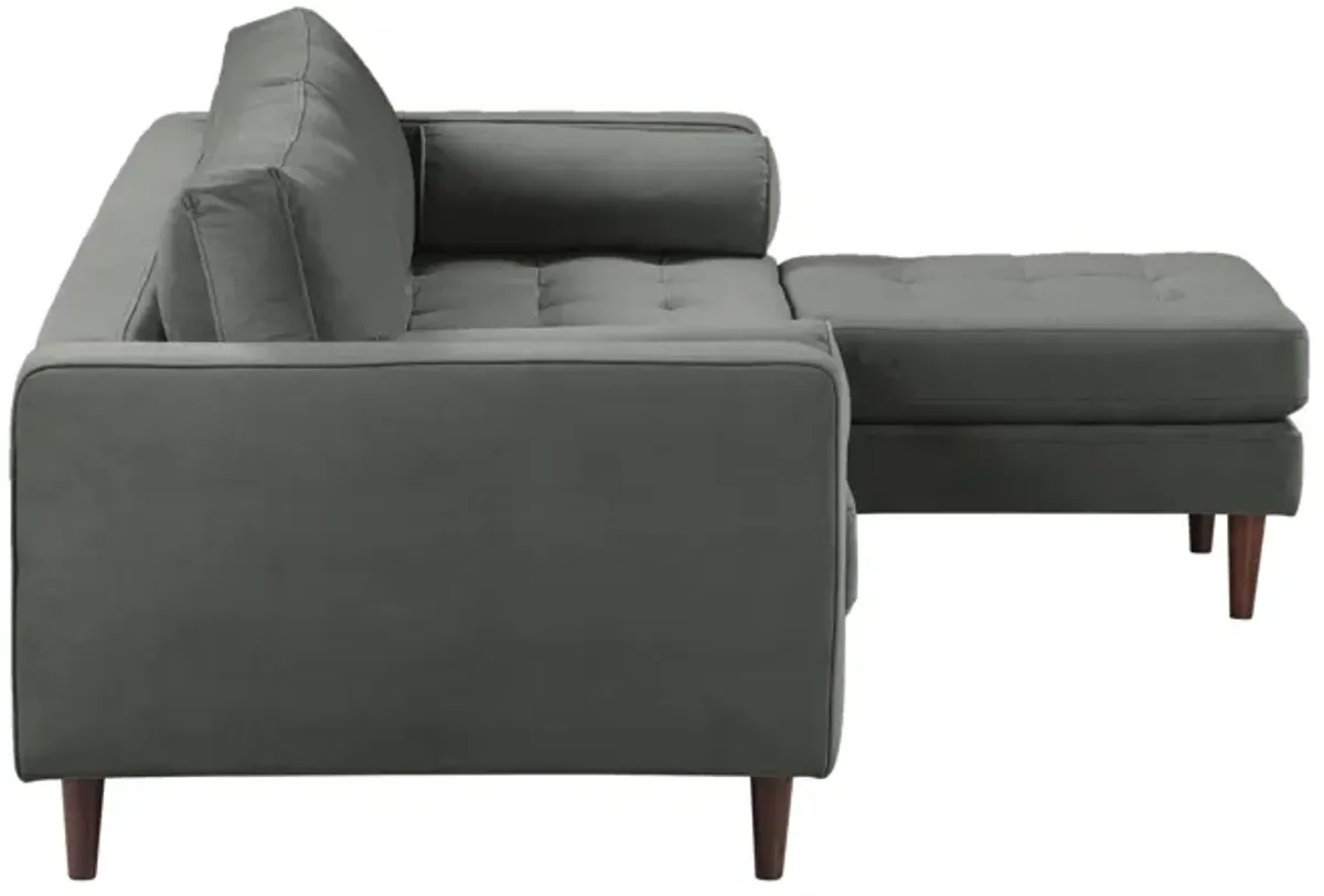 Cave Ash Gray Velvet Sectional