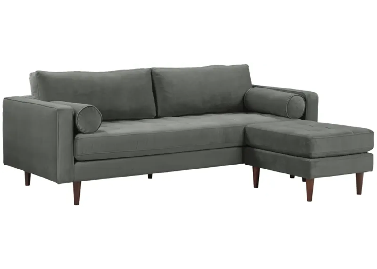 Cave Ash Gray Velvet Sectional