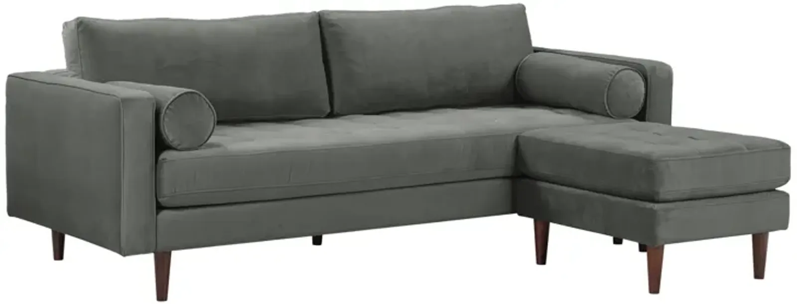 Cave Ash Gray Velvet Sectional