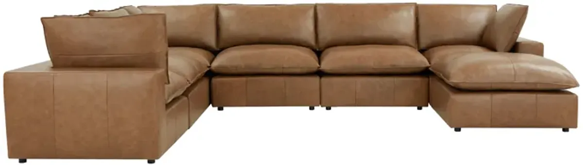Cali Brown Leather Modular Large Chaise Sectional