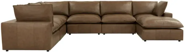 Cali Brown Leather Modular Large Chaise Sectional