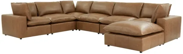 Cali Brown Leather Modular Large Chaise Sectional