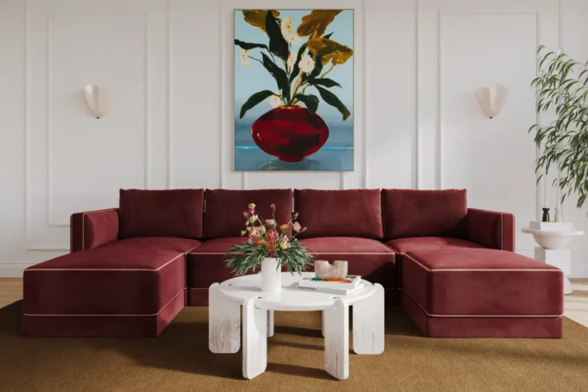 Willow Berry Red Modular U Sectional