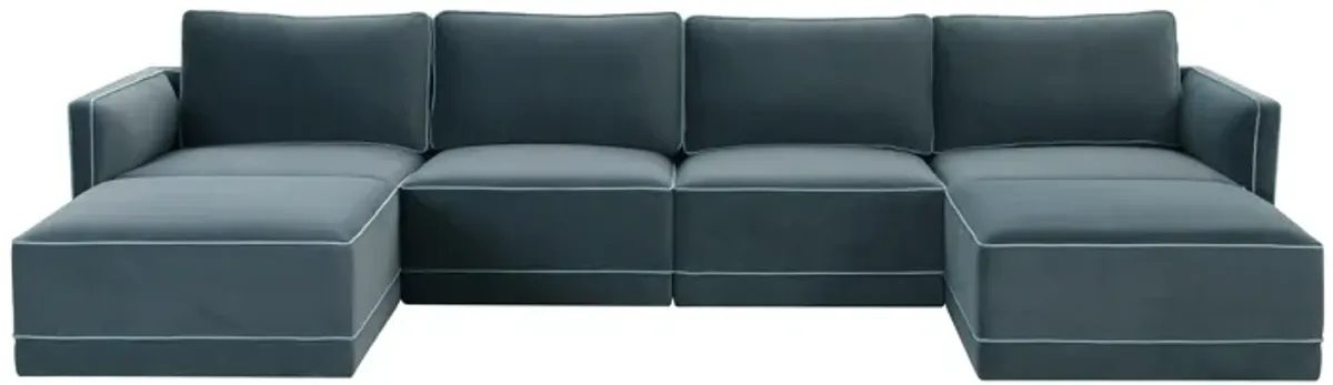 Willow Misty Blue Modular U Sectional