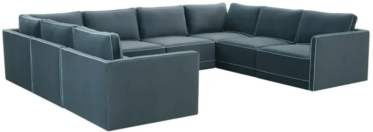 Willow Misty Blue Modular Large U Sectional