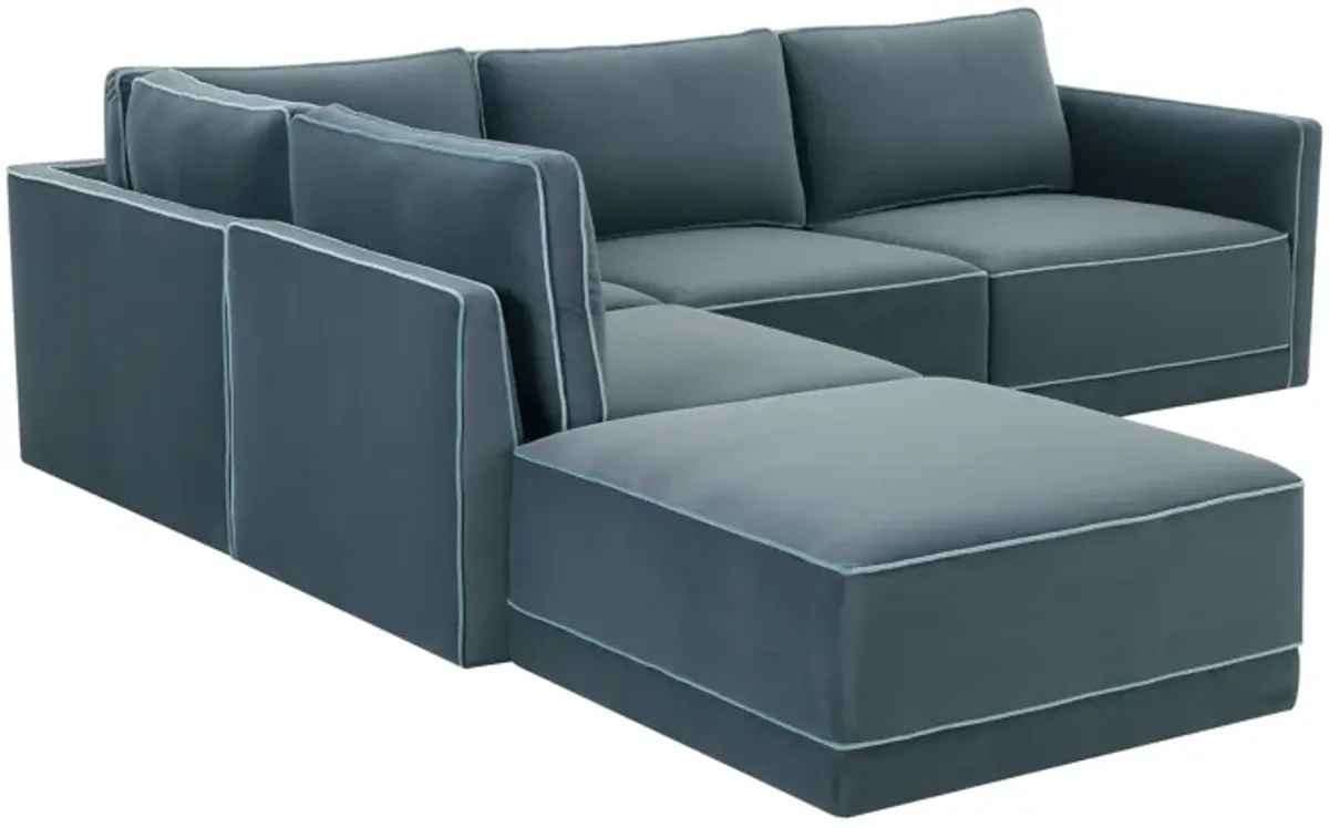 Willow Misty Blue Modular LAF Sectional