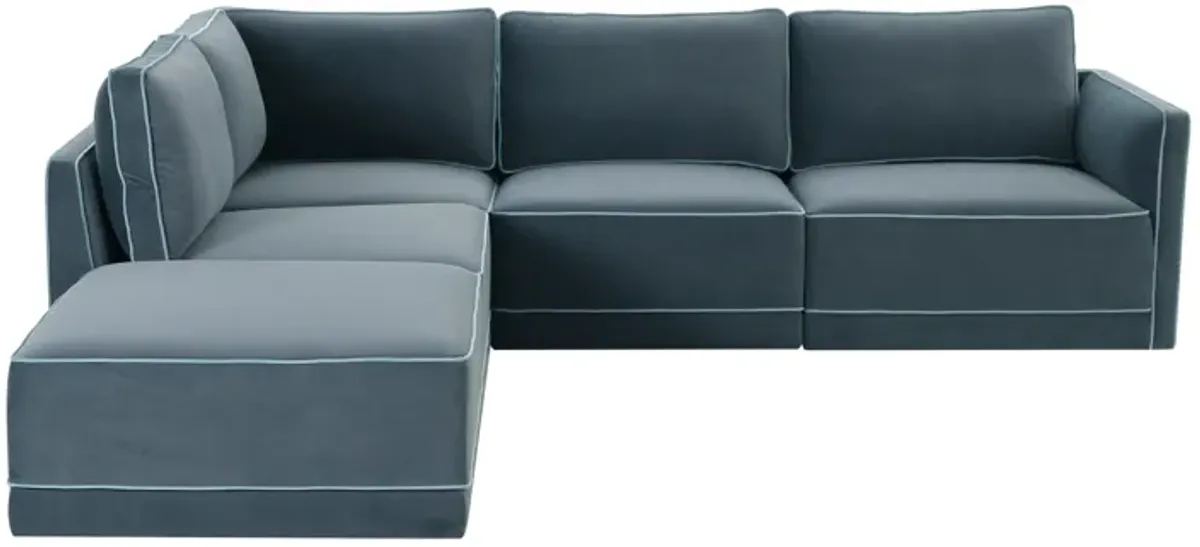 Willow Misty Blue Modular LAF Sectional