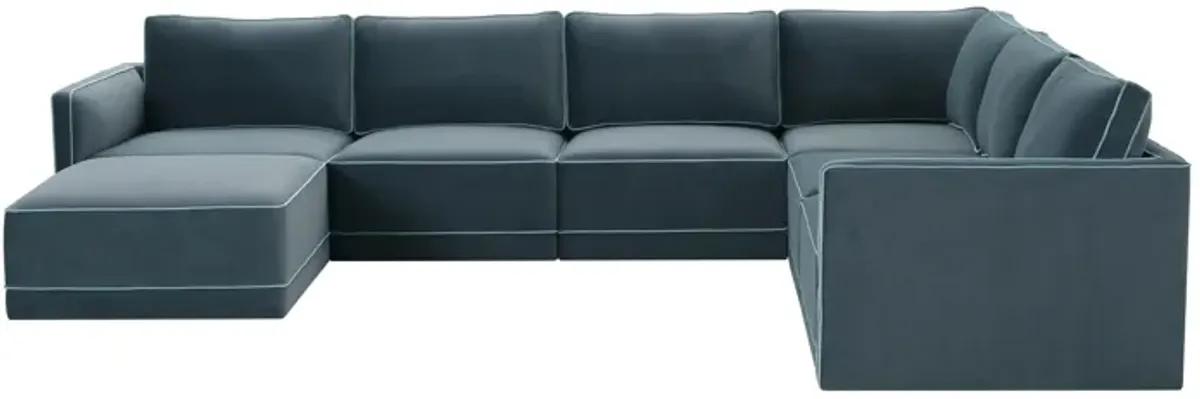 Willow Misty Blue Modular Large Chaise Sectional