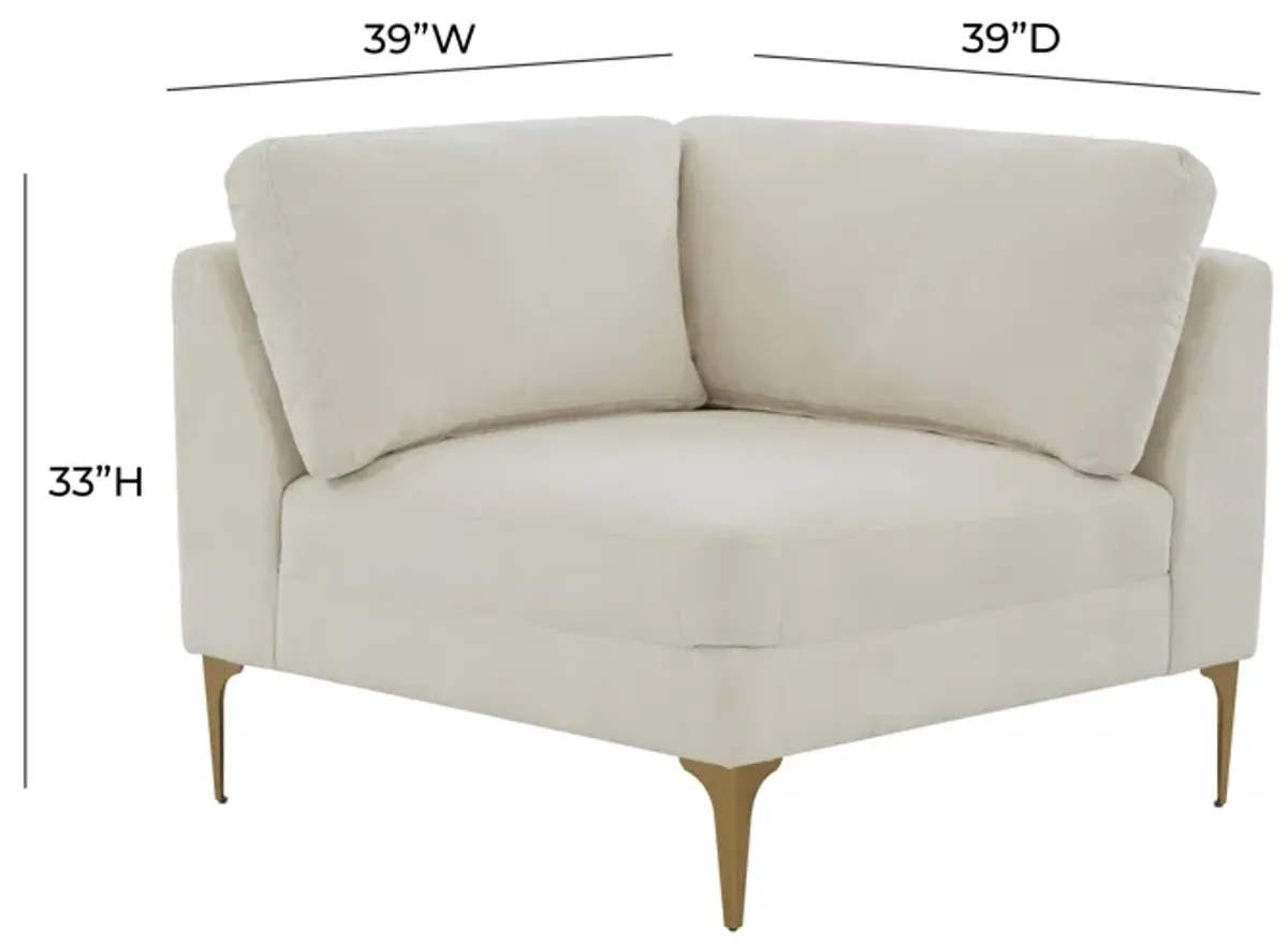 Serena Cream Velvet Armless Chair