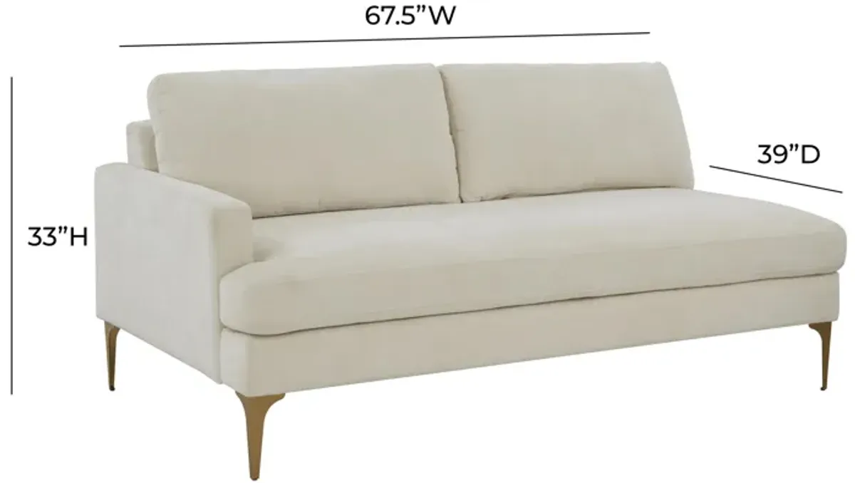 Serena Cream Velvet LAF Loveseat