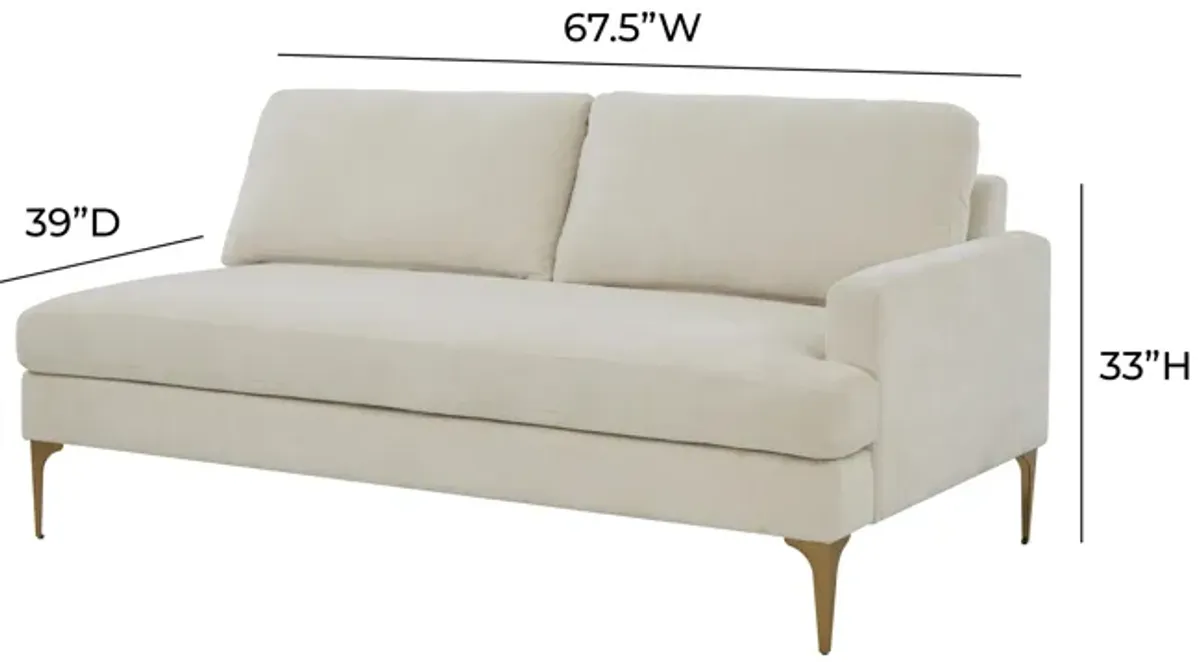 Serena Cream Velvet RAF Loveseat