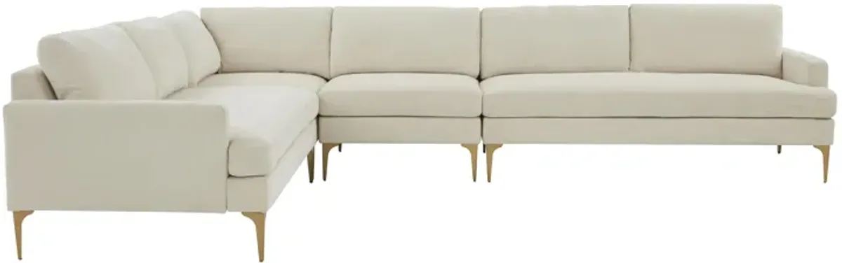 Serena Cream Velvet Large L-Sectional