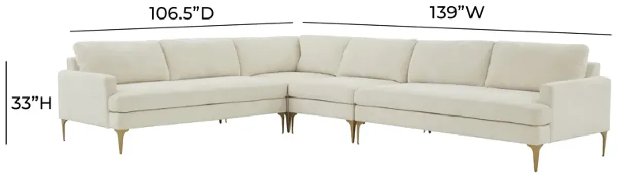 Serena Cream Velvet Large L-Sectional