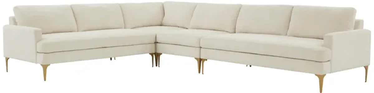 Serena Cream Velvet Large L-Sectional