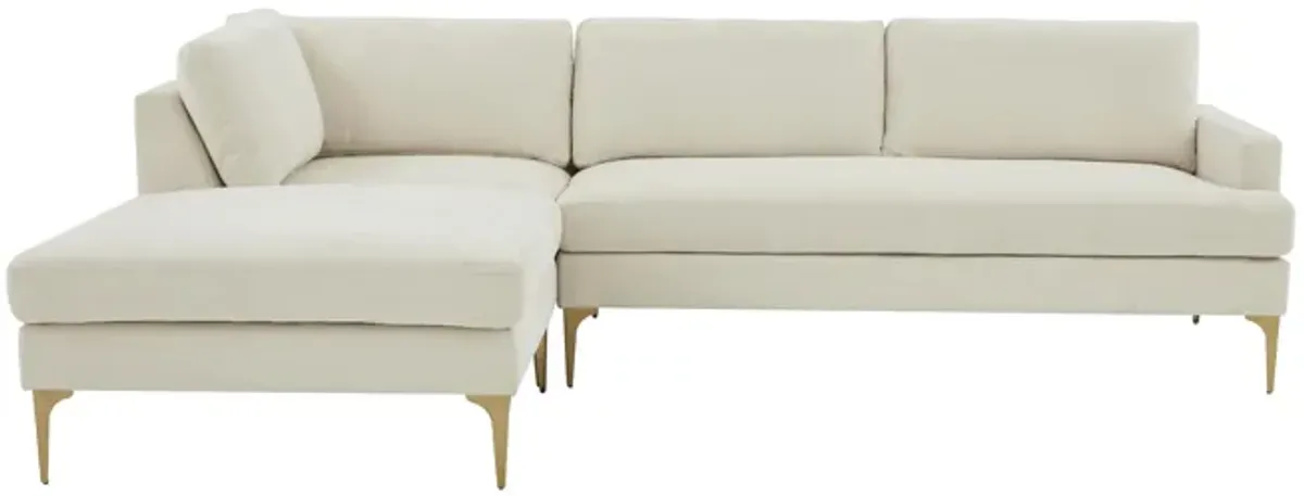 Serena Cream Velvet LAF Chaise Sectional