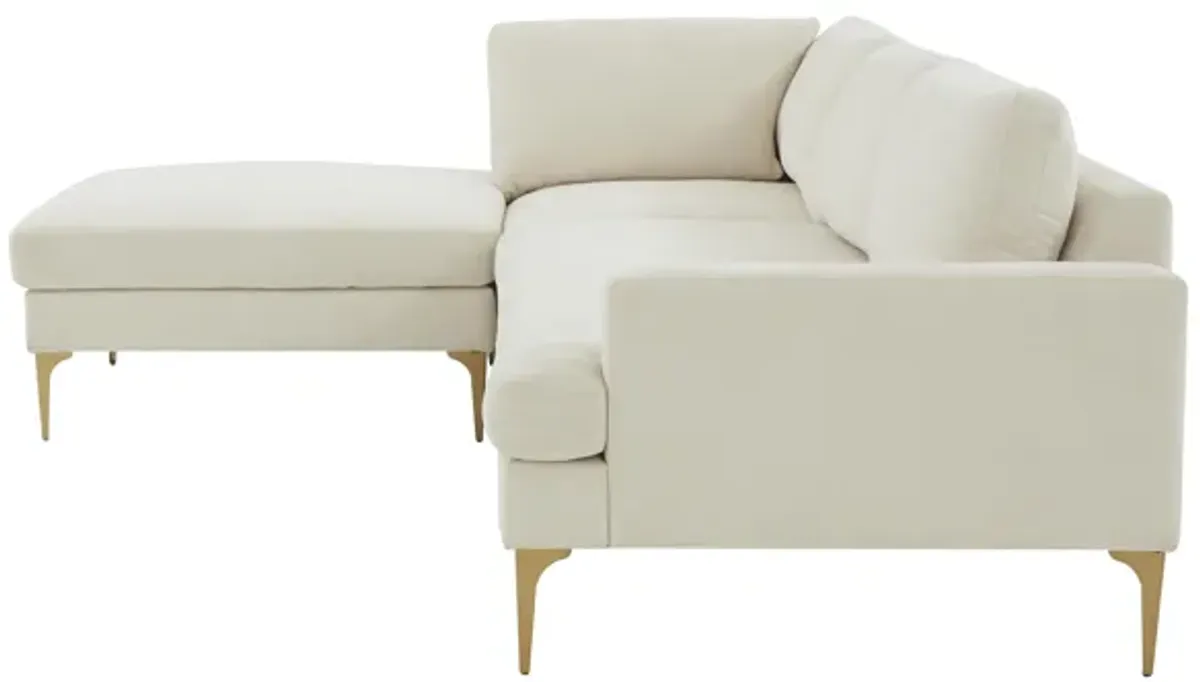 Serena Cream Velvet LAF Chaise Sectional