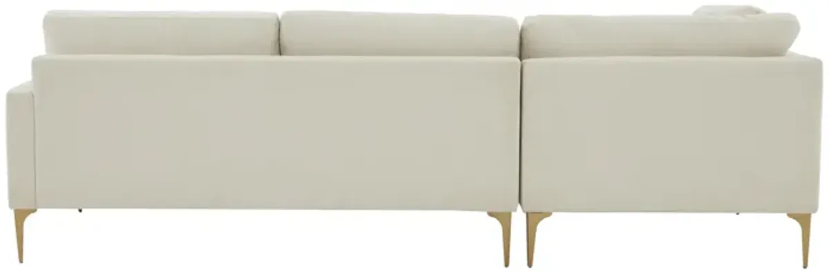 Serena Cream Velvet LAF Chaise Sectional