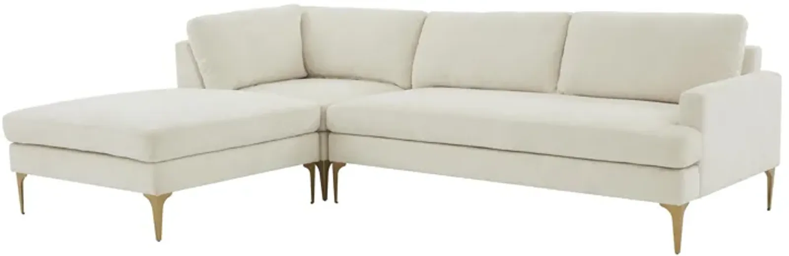 Serena Cream Velvet LAF Chaise Sectional