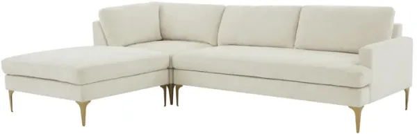 Serena Cream Velvet LAF Chaise Sectional