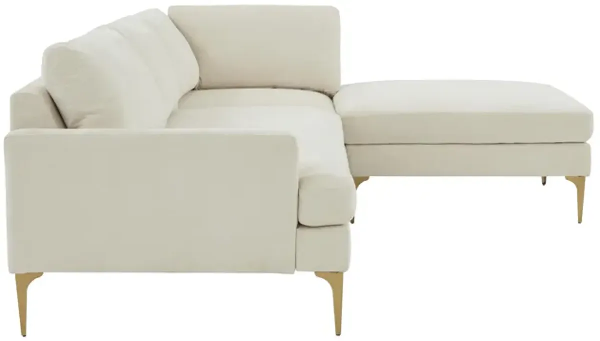 Serena Cream Velvet RAF Chaise Sectional