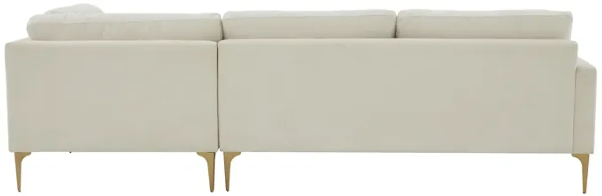 Serena Cream Velvet RAF Chaise Sectional