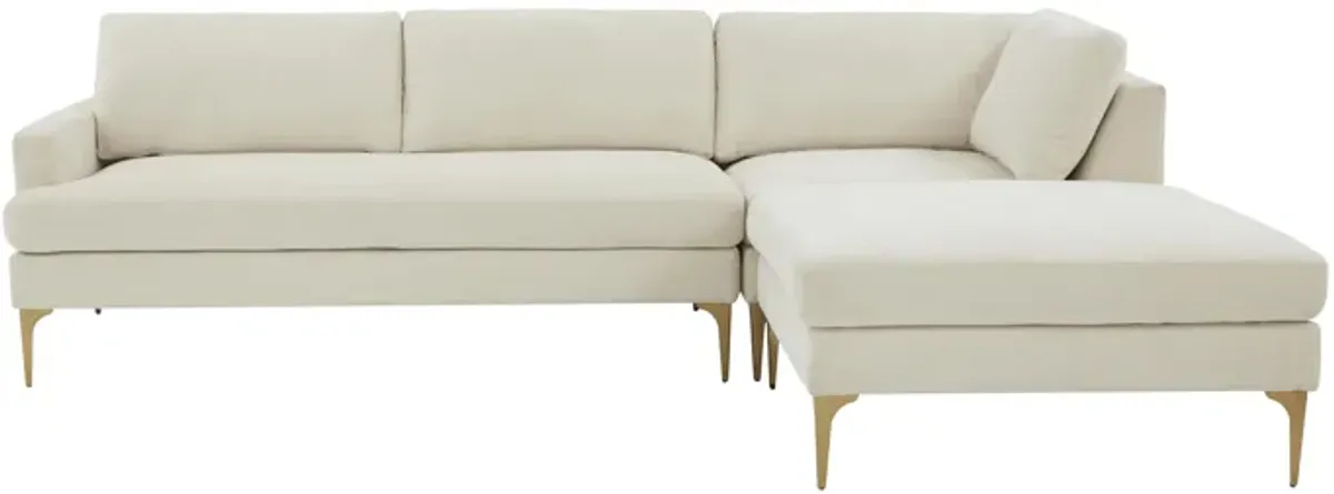 Serena Cream Velvet RAF Chaise Sectional