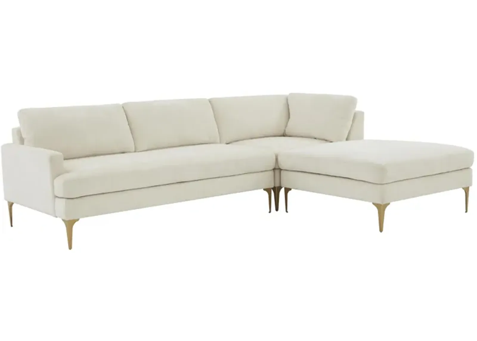 Serena Cream Velvet RAF Chaise Sectional