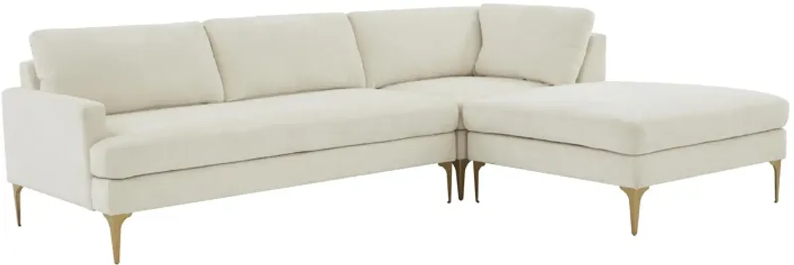 Serena Cream Velvet RAF Chaise Sectional