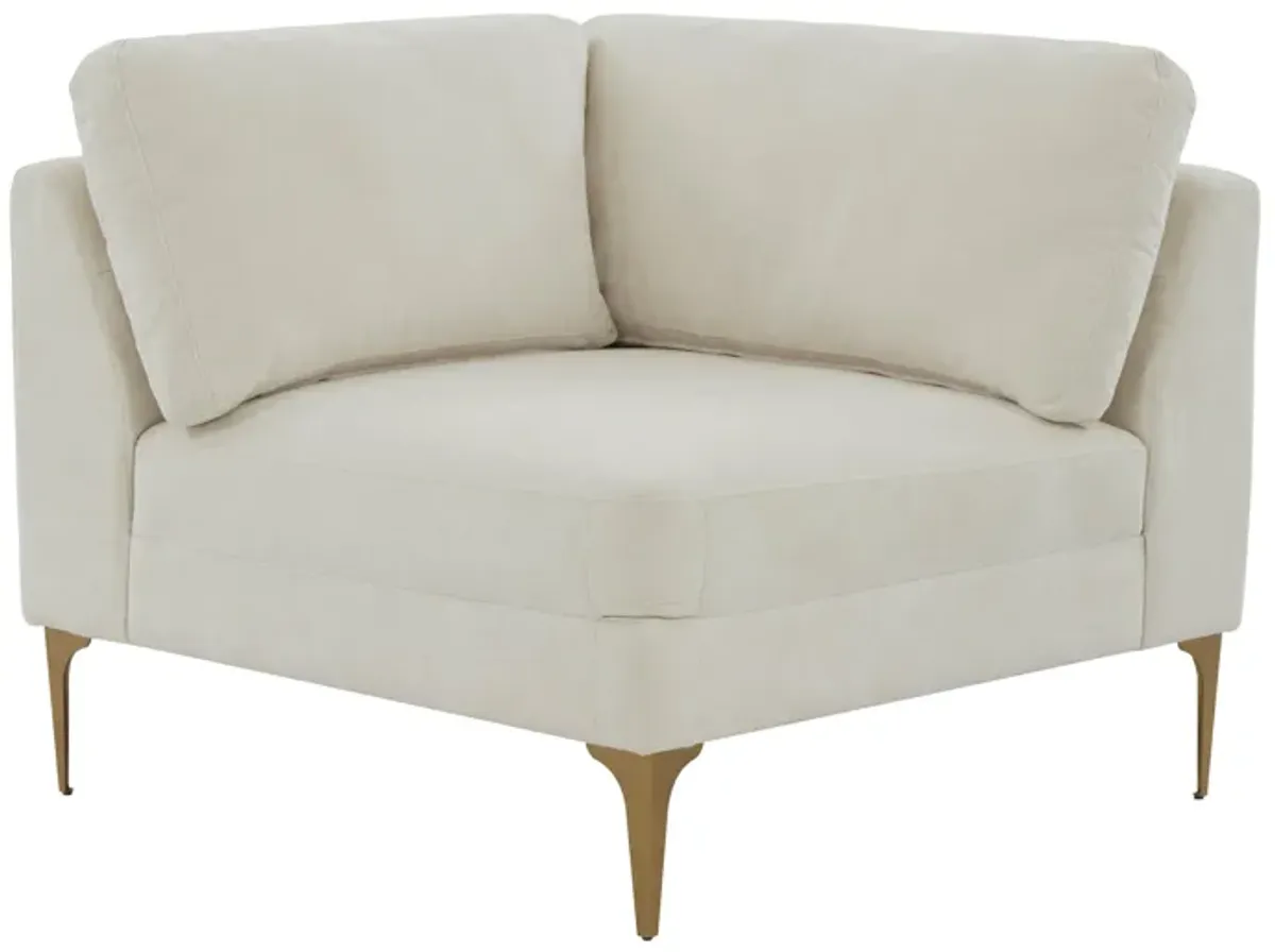 Serena Cream Velvet Corner Seat