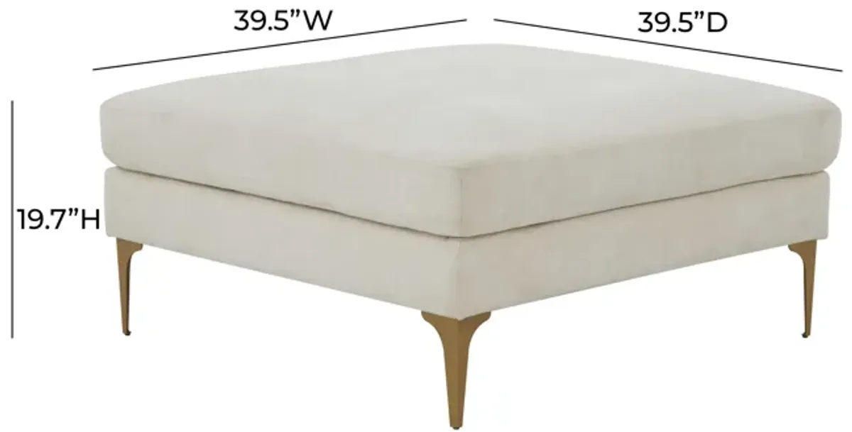 Serena Cream Velvet Ottoman