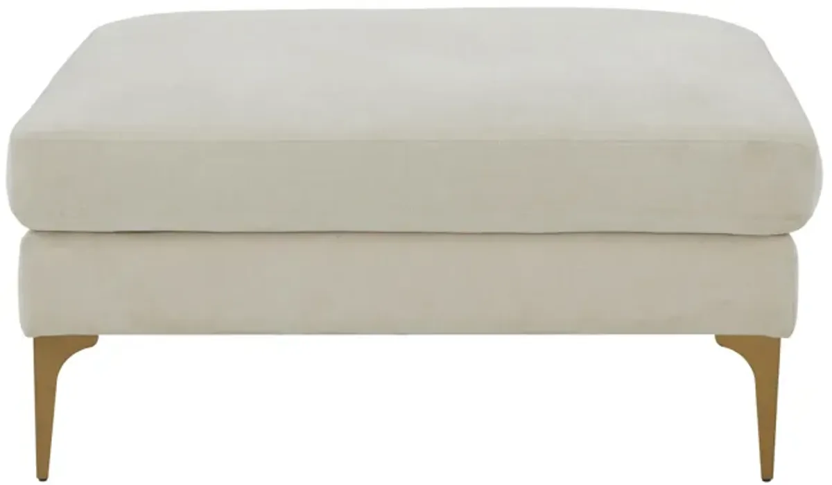 Serena Cream Velvet Ottoman