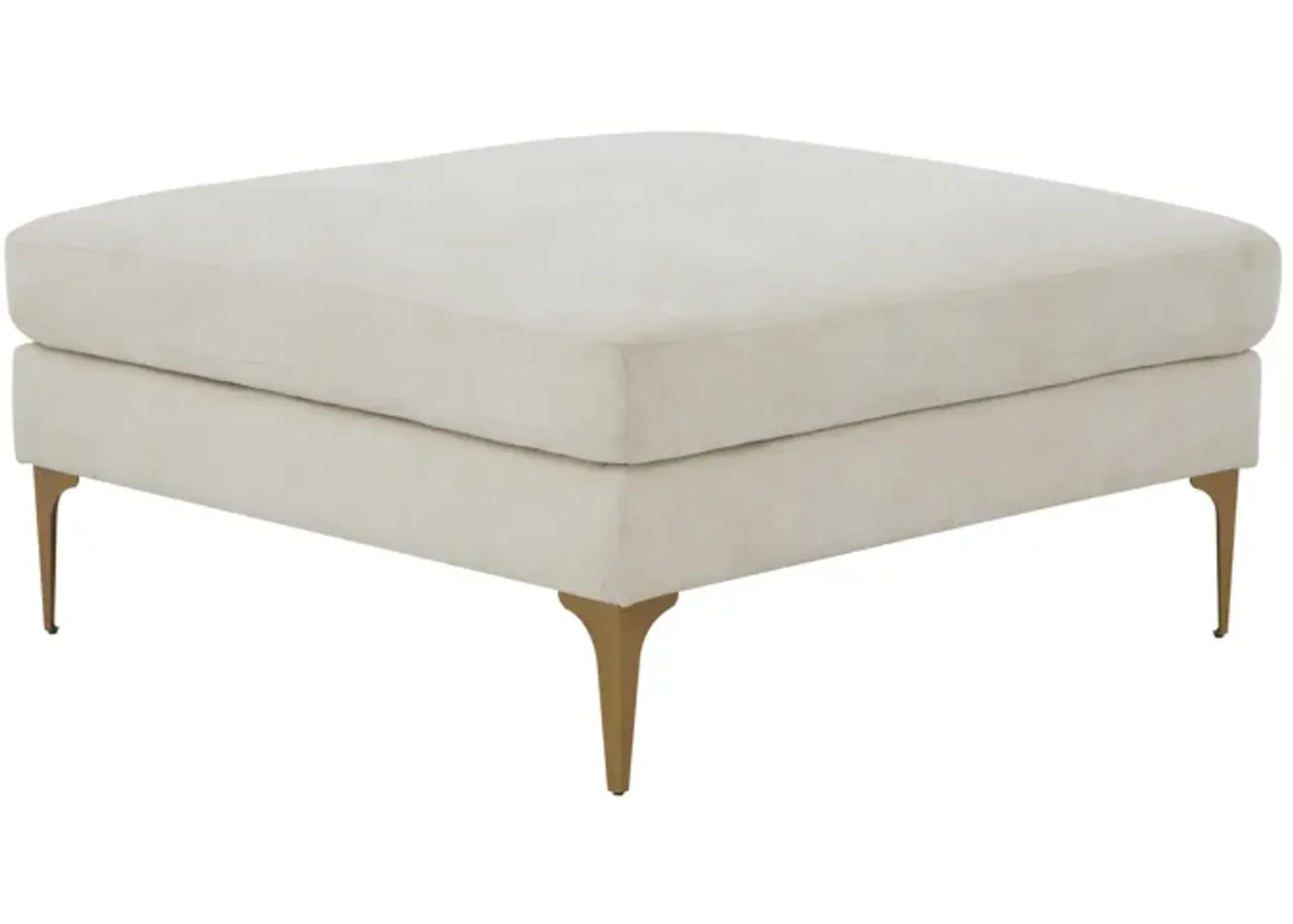 Serena Cream Velvet Ottoman