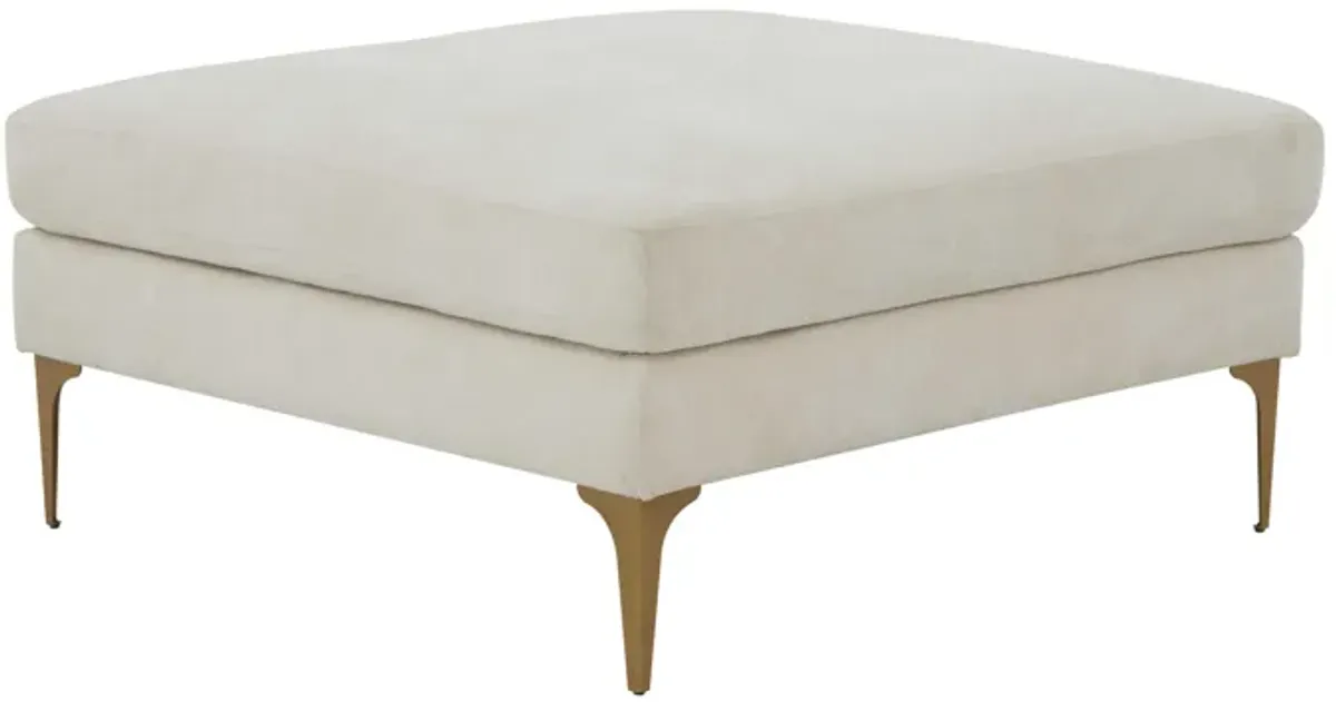 Serena Cream Velvet Ottoman