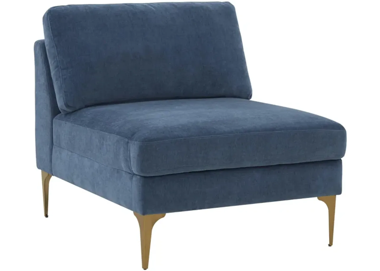 Serena Blue Velvet Armless Chair