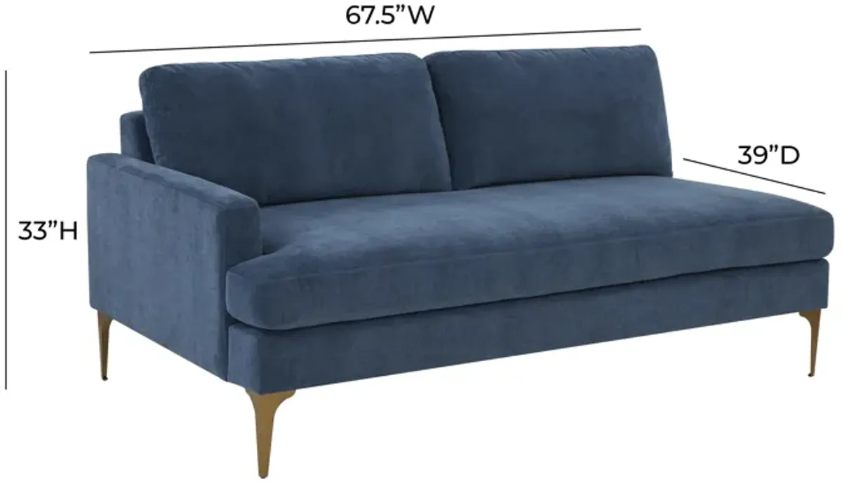 Serena Blue Velvet LAF Loveseat