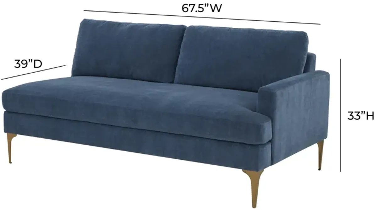 Serena Blue Velvet RAF Loveseat