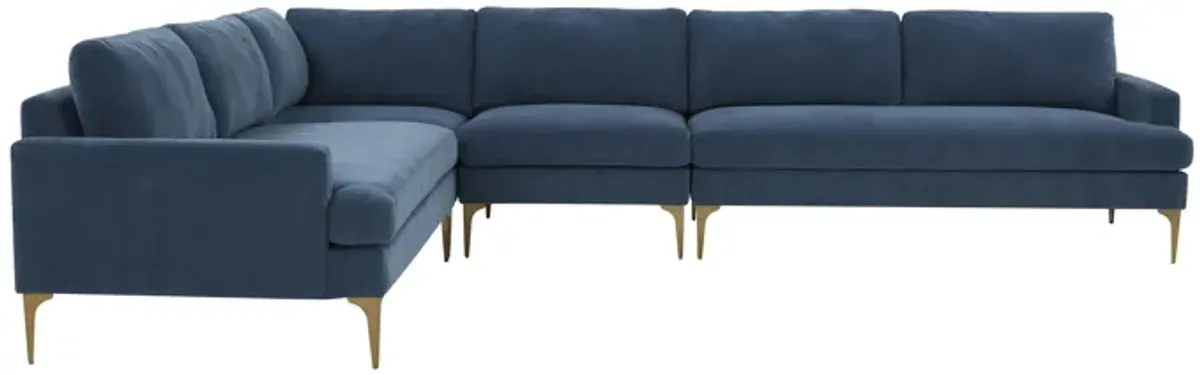 Serena Blue Velvet Large L-Sectional