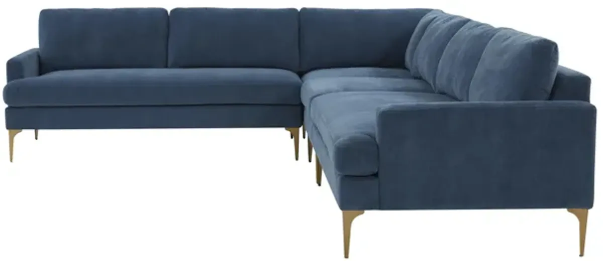 Serena Blue Velvet Large L-Sectional