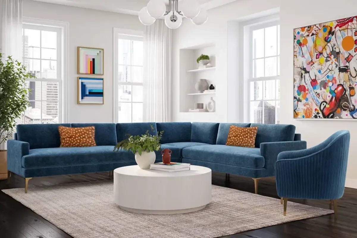 Serena Blue Velvet Large L-Sectional