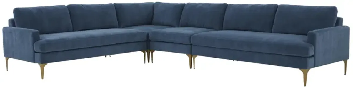 Serena Blue Velvet Large L-Sectional