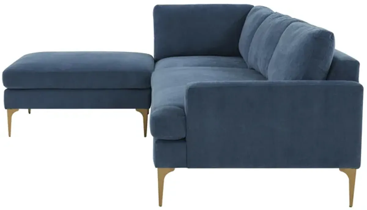 Serena Blue Velvet LAF Chaise Sectional