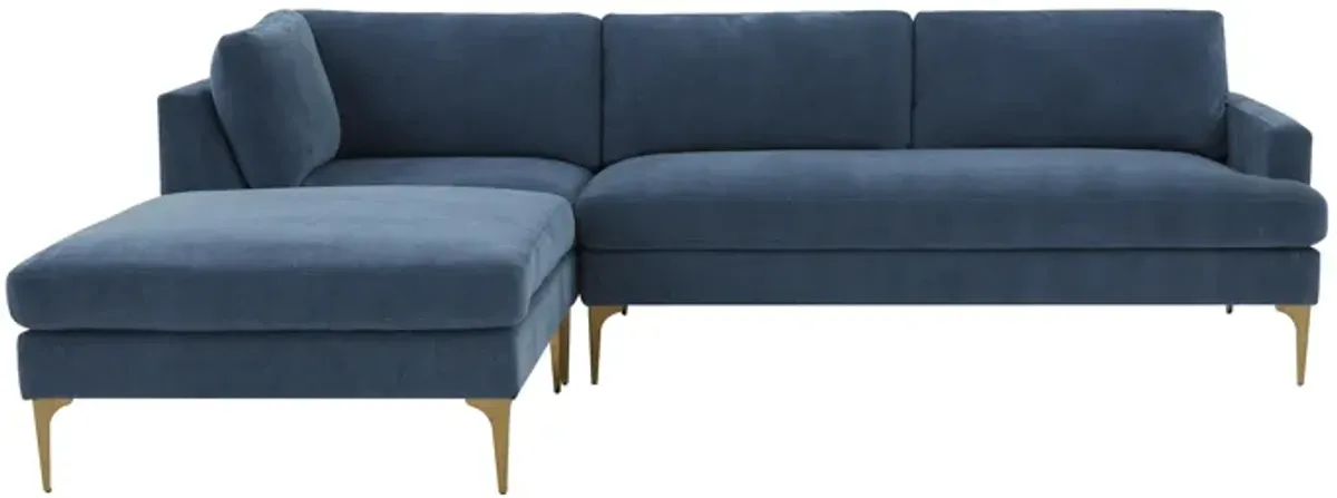 Serena Blue Velvet LAF Chaise Sectional